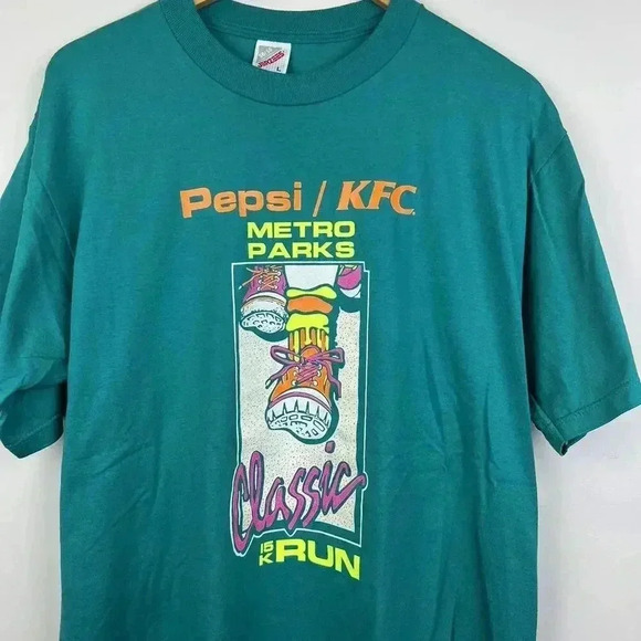 90s Vintage Pepsi/KFC Metro Parks Classic Run T-Shirt - Picture 2 of 5